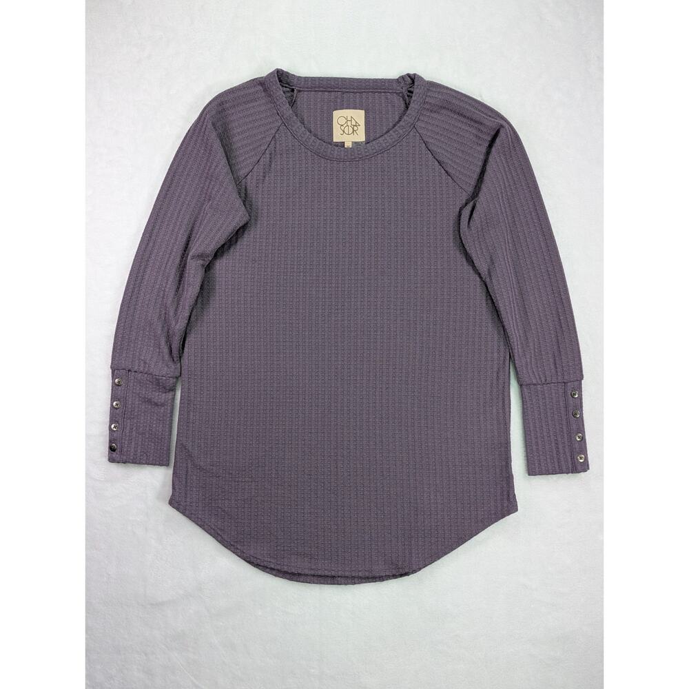 Chaser Women's Size Medium Waffle Knit Dusty Purple Long Sleeve Thermal Shirt